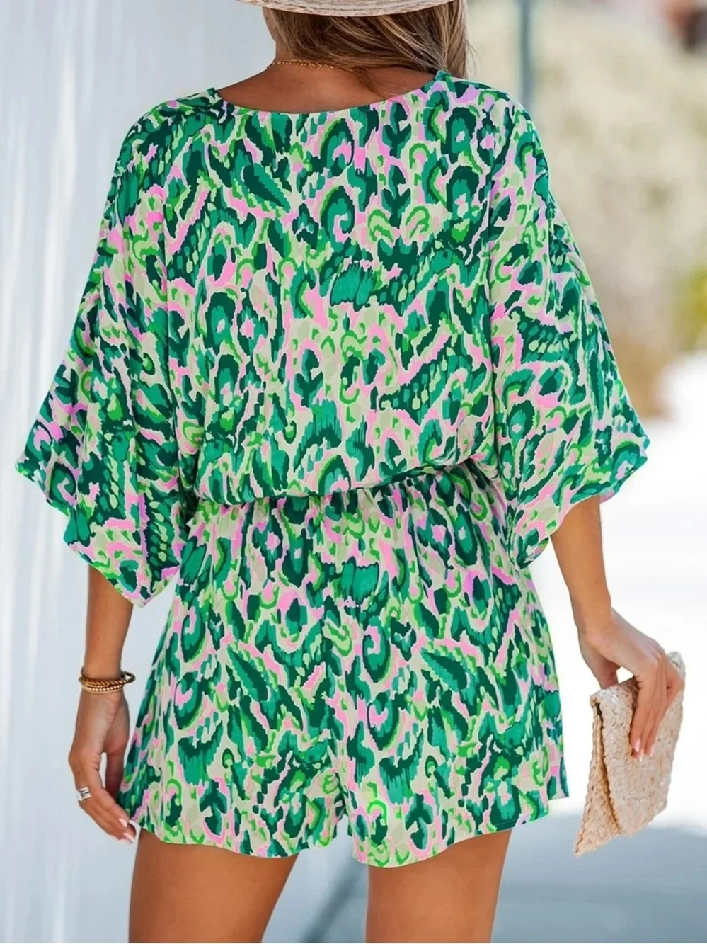 Cupshe Green & Pink Abstract Print Women's Swim Cover-Up Dress - Picture 2 of 6